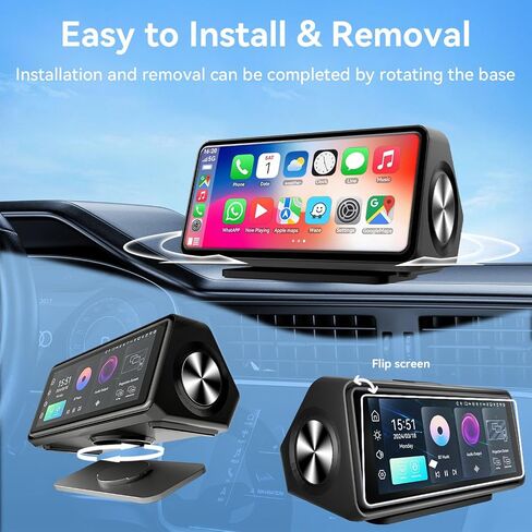 شاشة Carplay محمولة لاسلكية مع ستيريو السيارة - متوافقة مع Apple CarPlay وAndroid Auto، 7 بوصة HD، مكبرات صوت مزدوجة، التحكم الصوتي، نظام تحديد المواقع العالمي (GPS)، صوت بلوتوث، شاشة تعمل باللمس، وصلة مرآة، AUX/FM in Saudi Arabia