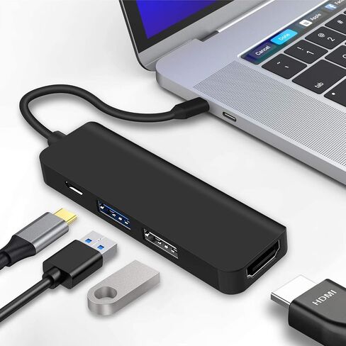 محول USB C إلى USB، محول 4 في 1 USB C إلى HDMI مع HDMI 4K، USB 3.0 بسرعة 5 جيجابت في الثانية، USB 2.0، منفذ شحن Micro USB بقوة 100 واط لأجهزة MacBook/Pro/Air/iPhone in Saudi Arabia