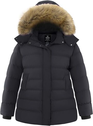 Wantdo Women's Plus Size Winter Coat Quilted Thicken Puffer Jacket with Removable Hood in Saudi Arabia