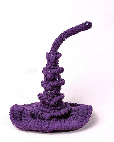 Pet Wizard Hat Handmade Cat Witch Hat Halloween Pet Costume Headwear Accessories Wizard Hat for Cat Small Dog Knitted Hat with Beads for Pet (Deep Purple) in Saudi Arabia
