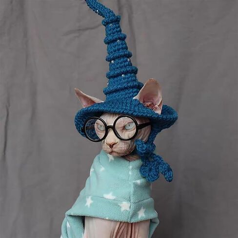 Pet Wizard Hat Handmade Cat Witch Hat Halloween Pet Costume Headwear Accessories Wizard Hat for Cat Small Dog Knitted Hat with Beads for Pet (Deep Purple) in Saudi Arabia