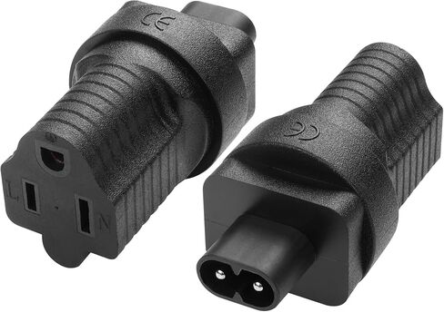 2 Pack NEMA 5-15R to IEC C8 Power Adapter YACSEJAO 15A 125V NEMA 5-15P to Figure 8 AC Power Converter for Satellite, CATV, Game Systems, and More in Saudi Arabia