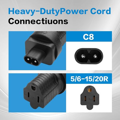 2 Pack NEMA 5-15R to IEC C8 Power Adapter YACSEJAO 15A 125V NEMA 5-15P to Figure 8 AC Power Converter for Satellite, CATV, Game Systems, and More in Saudi Arabia
