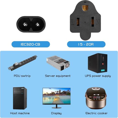 2 Pack NEMA 5-15R to IEC C8 Power Adapter YACSEJAO 15A 125V NEMA 5-15P to Figure 8 AC Power Converter for Satellite, CATV, Game Systems, and More in Saudi Arabia