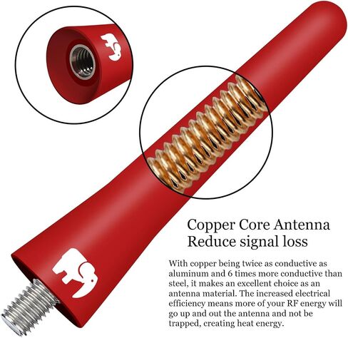 ONE250 2.5" inch Short Copper Core Antenna, Compatible with Mitsubishi - Lancer (2002-2017), Mirage (2010-2024), Montero (2001-2019), Outlander (2005-2018), RVR (2016-2018), L200 (2010-2024) (Black) in Saudi Arabia