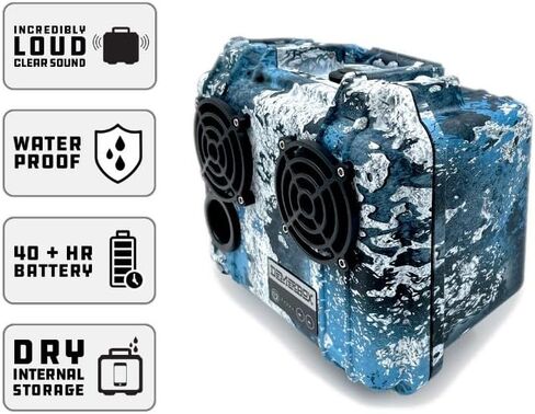 Rift DB2 Speaker : Waterproof, Portable, and Rugged Outdoor Bluetooth Speakers. Loud Sound, 40+ hr Battery Life, Dry Box + USB Charging, Multi-Pairing Party Mode. in Kuwait
