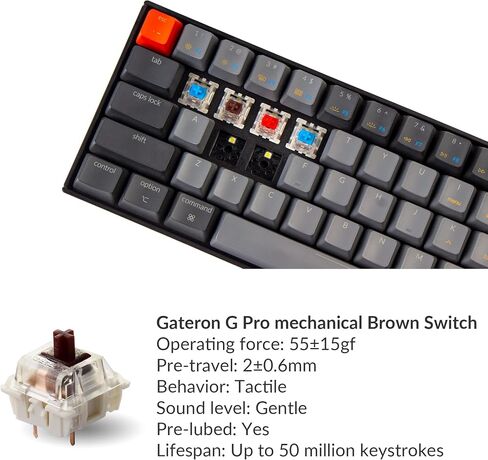 Keychron K12 60% Layout Hot-Swappable Bluetooth Wireless/USB Wired Mechanical Keyboard with Gateron G Pro Red Switch White LED Backlit, Compact 61-Key Computer Keyboard Compatible with Mac Windows in Saudi Arabia