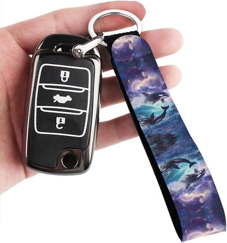 INSTANTARTS Ocean Turtle Tribal Hibiscus Print Wristlet Keychain Lanyard Lightweight Portable Long Hand Wrist Lanyard Key Chain Keychin Holder Strap with Metal Ring in Kuwait