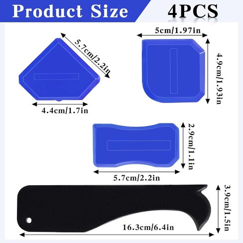 Caulk Tool Set 4 Pcs Sealant Silicone Finishing Kits 3 in 1 Scraper Multifunction Hand Tools Orange Grout Caulk Remover Applicator for Kitchen Bathroom Floor Sealant Sealing in Saudi Arabia
