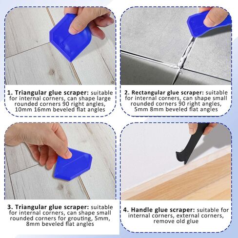 Caulk Tool Set 4 Pcs Sealant Silicone Finishing Kits 3 in 1 Scraper Multifunction Hand Tools Orange Grout Caulk Remover Applicator for Kitchen Bathroom Floor Sealant Sealing in Saudi Arabia