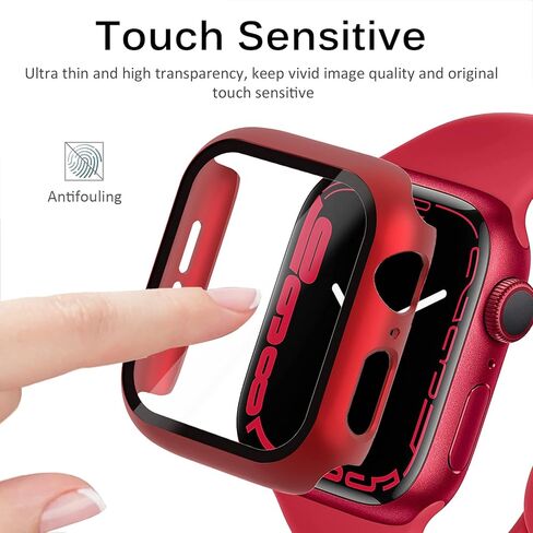 Miimall Compatible Apple Watch Series 6 44mm Case with Screen Protector Anti-Scratch Shockproof Hard PC and Tempered Glass Film Bumper Case for Apple Watch Series 6 Series 5 Series 4 SE 44mm(Red) in Saudi Arabia
