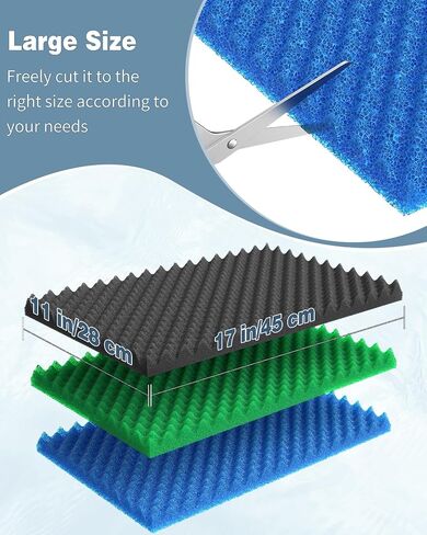 Pawfly 3 Pack Aquarium Bio Sponge Foam Filter Media Pad, Fish Pond DIY Foam Filter Pads for Sumps Ponds Hydroponics, 17" L x 11" W x 1" H in Saudi Arabia