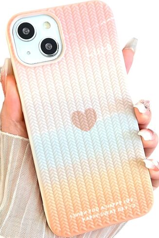 Compatible with iPhone 12 Mini/13 Mini Heart Case for Women Girls,Aesthetic Cute Girly Preppy Design Slim Soft Shockproof Protective Silicone Phone Cover for 12Mini/13Mini（Sky Pink） in Saudi Arabia