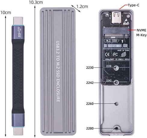 Cablecc 20Gbps USB4 Type-C USB3.2 to M.2 NVME M-Key NGFF SATA SSD PCBA Enclosure 2280/2242/2230mm Adapter RTL9220 Chipset in Saudi Arabia