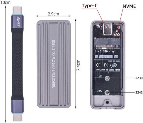 xiwai 20Gbps Type-C USB3.2 Gen2 USB4 to M-Key M.2 NVMe NGFF SATA 2242/2230mm SSD Enclosure PCBA Adapter RTL9220 Chipset in Saudi Arabia