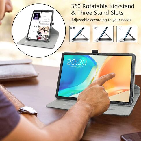 Compatible with TECLAST M40 Plus Rotation Case,TECLAST P20S Rotation Case，TECLAST P30S Rotation Case，360 Degree Rotation Stand PU Cover for 10.1" TECLAST M40 Plus/P20S/P30S/P40HD Tablet,Purple in Saudi Arabia