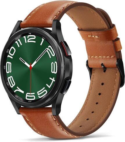 أحزمة Tasikar الجلدية متوافقة مع Samsung Galaxy Watch 7/6/5/4 Band/Watch 6 Classic 43mm 47mm/Watch 5 Pro Band، حزام جلد طبيعي لساعة Galaxy Watch 4 Classic/Watch 3، بني كلاسيكي in Saudi Arabia