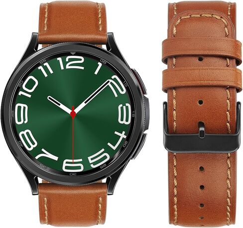أحزمة Tasikar الجلدية متوافقة مع Samsung Galaxy Watch 7/6/5/4 Band/Watch 6 Classic 43mm 47mm/Watch 5 Pro Band، حزام جلد طبيعي لساعة Galaxy Watch 4 Classic/Watch 3، بني كلاسيكي in Saudi Arabia