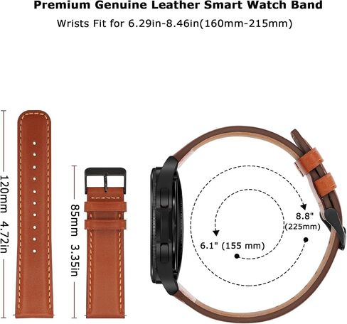 أحزمة Tasikar الجلدية متوافقة مع Samsung Galaxy Watch 7/6/5/4 Band/Watch 6 Classic 43mm 47mm/Watch 5 Pro Band، حزام جلد طبيعي لساعة Galaxy Watch 4 Classic/Watch 3، بني كلاسيكي in Saudi Arabia