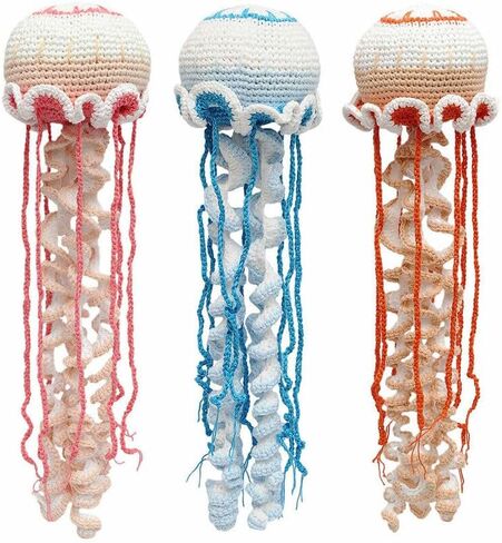 Pink;Blue;Orange Jellyfish Handmade Amigurumi Stuffed Toy Knit Crochet Doll VAC (Pink) in Saudi Arabia