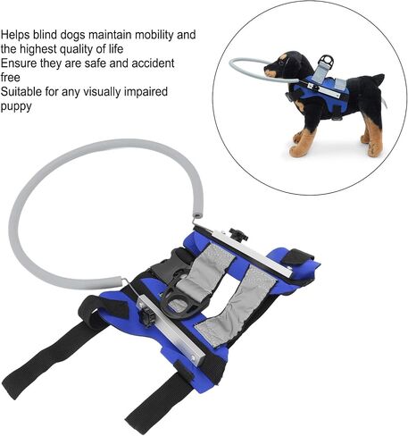 Blind Dog Harness Guiding Device, Blind Dog Halo Pet Harness Anti Collision Ring, Lightweight Blind Halo Harness with Reflective Effect for Blind Dogs Cats (Blue) in Saudi Arabia