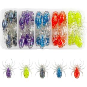 Spider Lures Bass Fishing Lures Kit,35pcs Soft Spider Bait Artificial Spider Lures Swimbait Soft Plastic Fishing Lures Topwater Swimming Lures Baits for Bass Trout Freshwater Saltwater