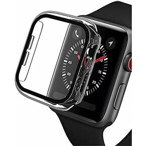 Miimall Compatible for Apple Watch 44mm Case Se 2022 with Screen Protector Anti-Scratch Shockproof Hard PC and Tempered Glass Film Bumper Case for Apple Watch Series 6 Series 5 Series 4 SE 44mm(Clear)