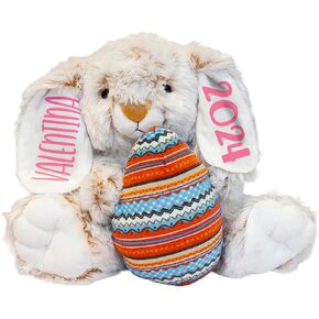 Personalized Stuffed Bunny Animal - Custom Rabbit Plush, Soft Animals Toy for Babies Girl Boy Toys, Basket Decorations Gifts, Soft Bunny Stuffy Plushie, Large Tan 11.81 Inches