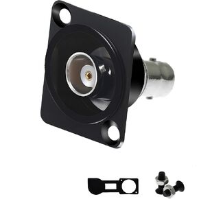 50 Ohm BNC D-Type Panel Mount Connector with Waterproof Cover - Gold-Plated SDI Video Coaxial Female-to-Female Adapter, Sturdy Chassis for Custom Communication & Surveillance Systems