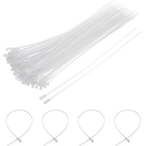 MECCANIXITY 100Pcs 16 Inch 48 Lbs Mounting Head Cable Zip Ties with Screw Hole Self-Locking Nylon Cable Tie 3/16" Wraps for Cord Management, White