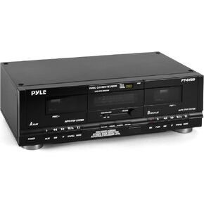 Pyle Home Digital Tuner Dual Cassette Deck | Media Player | Music Recording Device with RCA Cables | Switchable Rack Mounting Hardware | CrO2 Tape Selector | Included 3 Digit Tape Counter - 110V/220V