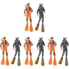 LUOZZY 8 Pcs Diver Figurines Fish Tank Ornament Simulated Diver Models Diver Adornments Mini Swimmers Figurines Plastic Scuba Diver Toy