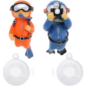 ECSiNG 2Pcs Cute Little Diver Aquarium Decorations Diver Aqua Ornaments Fish Tank Ornament Decorative Accessories for Large Medium Small Fish Tank