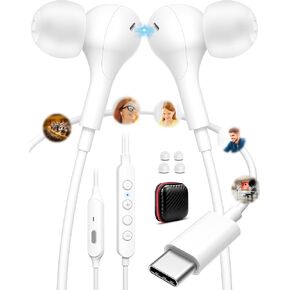 USB Type C Headphone for iPhone 16 Pro Max 15 Plus 7 Voice Changer Microphone Man Woman Kid Sound Card Magnetic Noise Canceling Earphone in-Ear Wired Earbuds for Samsung Galaxy S24 FE S23 Google Pixel
