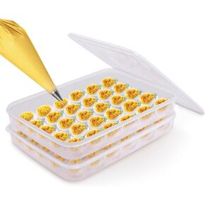 77L Egg Container, (Set of 2) Refrigerator Deviled Egg Tray Carrier with Lid for 60 Eggs – Plastic Fridge Stackable Portable Devil Egg Holder Dispenser for Protect and Keep Fresh