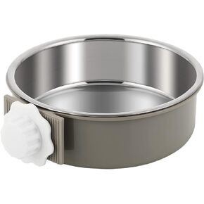 POPETPOP Crate Water Bowl No Spill Kennel Water Bowl: Removable Stainless Steel Dog Bowl Rabbit Food Bowl Pet Kennel Cage Hanging Food Bowls for Cat Puppy Rabbit