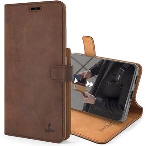 Snakehive Samsung Galaxy S21 Ultra Vintage Wallet || Real Leather Wallet Phone Case || Genuine Leather with Viewing Stand & 3 Card Holder || Flip Folio Cover with Card Slot (Brown) in Kuwait