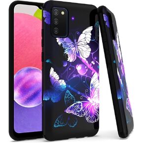 EnCases Wallet Case with Hand Strap for Samsung Galaxy A03S, Samsung A03S Case PU Leather Clip Flip Phone Case Cover with ID Card, Credit Card Pocket Holder (Stand Feature), Purple Butterfly