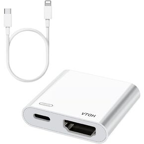 Lightning to HDMI Adapters, 1080P HD Digital AV Adapter HDMI to iPad, Sync Screen HDMI Adapter Compatible with iPhone,iPad, Support All iOS Systems, Power Supply Needed, No App Need