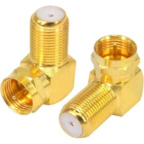 Boobrie 2-Pack Coax Cable 90 Degree Adapter RG6 F Type Male to Female Right Angle Coax Connector RG6 Coaxial Cable Right Angle Connector for Wall Mounted TV, Wall Plate, Gold Plated