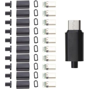 10 Sets USB 3.1 Type C Connector 24 Pin Male Plug DIY Solder Wire USB C Male Adapter Cable for DIY Data Line Interface Male Socket (USB 3.1 Type C Male)