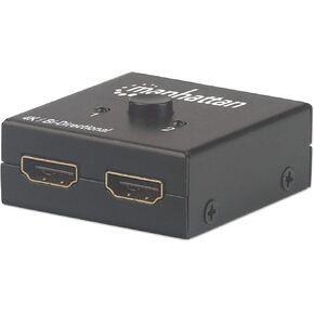 MANHATTAN Products 4K BI-Directional 2-Port HDMI Splitter/Switch, 4K@30Hz, Manual Selection, Passive (No Power Required), Black