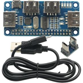 4 Ports USB HUB HAT for Raspberry Pi 3/2 / Zero W Extension Board USB to UART for Serial Debugging Compatible with USB2.0/1.0
