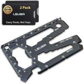 Lever Gear Toolcard Pro - 40 in 1 Credit Card Multitool. Slim, Minimalist Survival Card Wallet Tool Card. TSA Approved Multitool Card Pocket Tool. (Silver, 2-Pack)