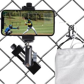 Cell Phone Fence Mount for iPhone, GoPro, Insta360, and Other Action Cameras, Mevo Start for Baseball Softball Tennis Recording, Cameras Net Chain Link Fence Clip Mount Holder