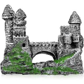 Milisten Aquarium Castle Decoration, Fish Tank Castle Ornaments, Resin Castle for Fish Tank, Small Fish Shrimp Hide Caves House Betta Hideout for Shrimp Turtle Guppy Crabs