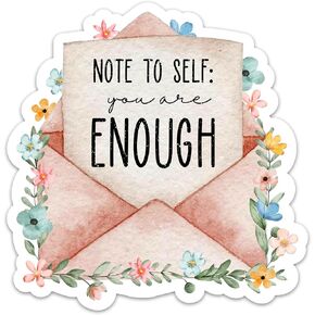 (3PCs) Note to Self You are Enough Inspirational Sticker, Floral Letter Motivational Waterproof Vinyl Stickers for Laptop Water Bottle Tumbler Phone, Positive Decals for Adults Teens (3 Inches)