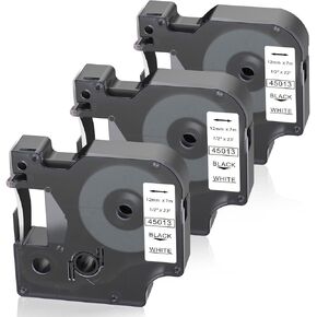 3 X 1/2 Tape Compatible with Dymo Label Maker Refills 12mm, Replacement for Dymo D1 Label Maker Refills 45013 S0720530 for Label Manager 160 160 210D 260P 280 360D 420P 450D COLORPOP