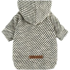 Fitwarm Sliver Striped Dog Hoodie, Doggy Winter Clothes for Small Dogs Boy Girl, Dog Sweatshirt with Hood, Lightweight Pet Hoodie, Silver, Black, Medium