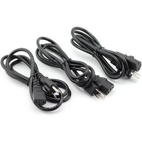 3-Pack Desktop Monitor Computer Universal 5 Feet AC Power Cord Cable